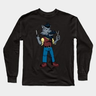 Cartoon wolf is the barber Long Sleeve T-Shirt